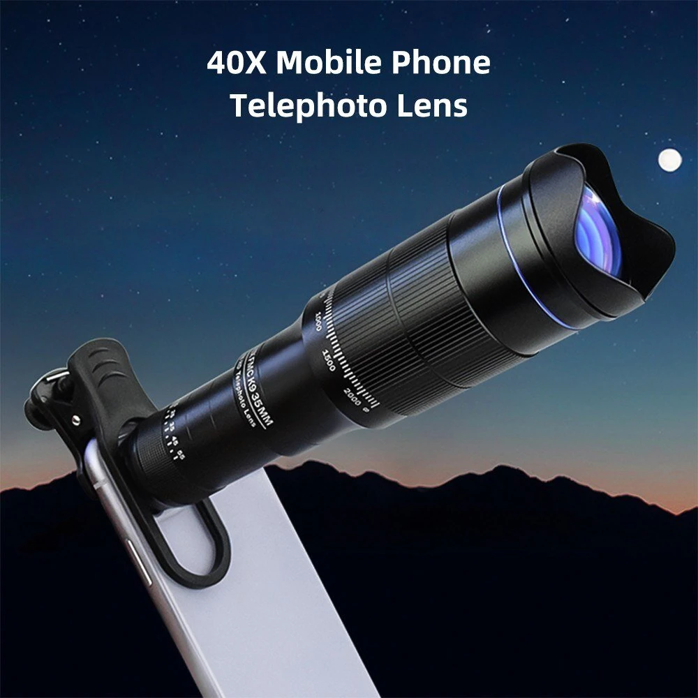 (image for) Zoom Phone Camera HD Lens 40X Long Focus Telephoto Monocular Telescope Optical Glass ED FMC BAK4 with Tripod BT Shutter